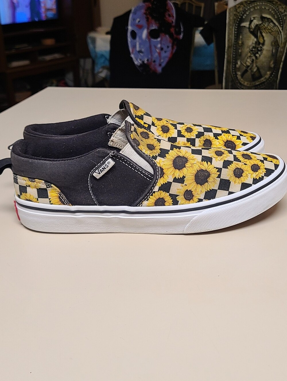 Vans Asher Sunflower Checkerboard casual skateboard slip on sneakers size 7.5 - Picture 7 of 10